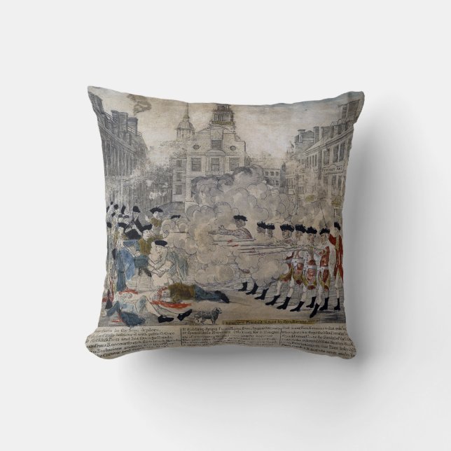 Coussin Le massacre de Boston par Paul Revere 1770 (Recto)