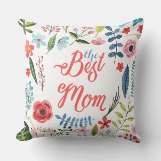 Coussin Le meilleur texte et feuilles botaniques maman-mod