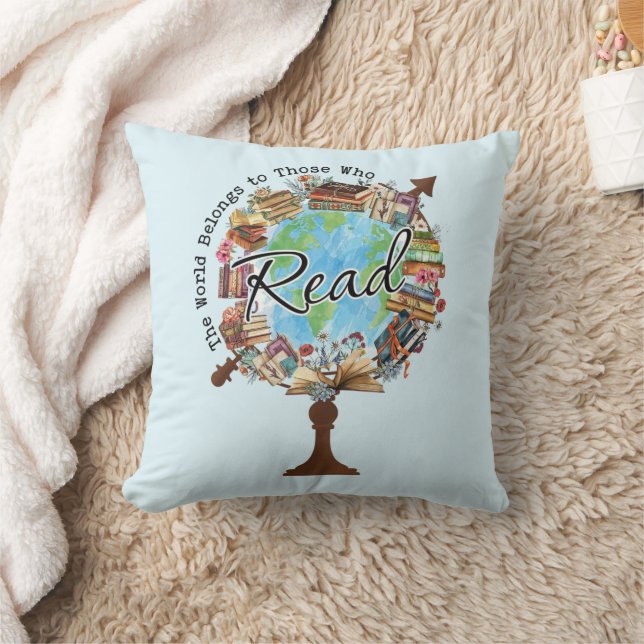 Coussin Le monde appartient à ceux qui lisent (Couverture)