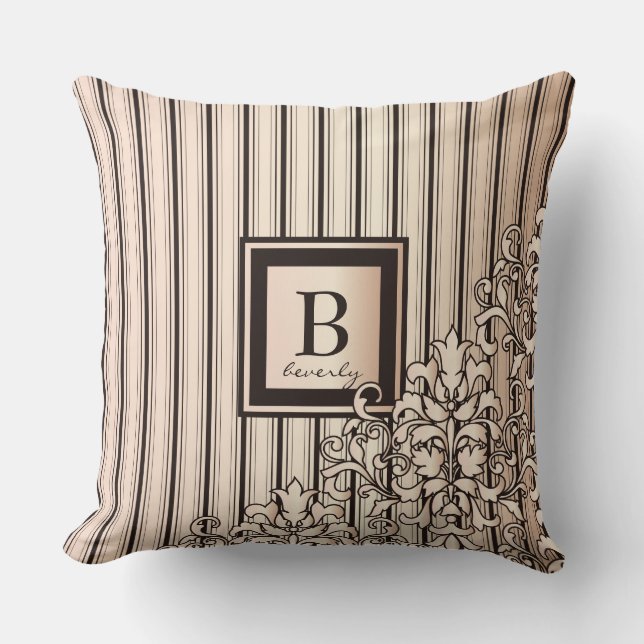 Coussin Le monogramme barre joli Girly féminin de damassé (Recto)