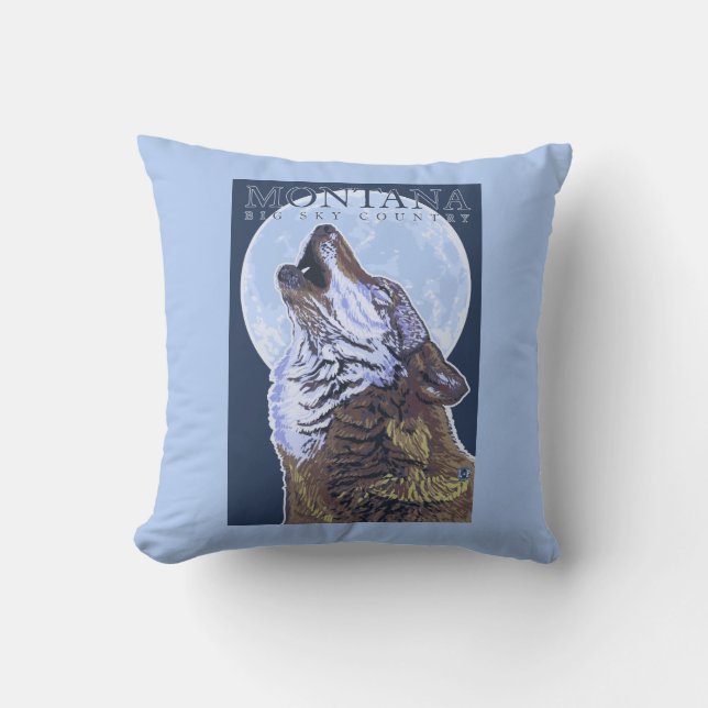 Coussin Le Montana -- Grand loup de CountryHowling de ciel (Recto)