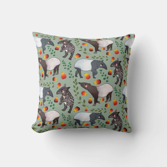 Coussin Le Motif animal du Tapir de Malaisie vert et noir (Recto)