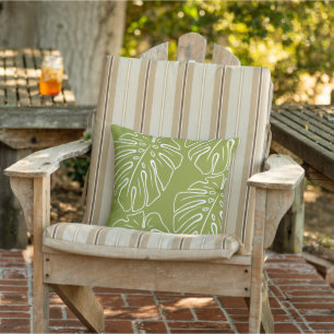 Coussin Le Motif Blanc Tropical Leaf Sur Le Vert Olive