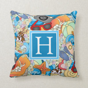Coussin Le motif d'amusement d'été ajoutent votre