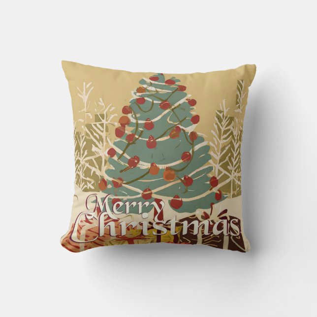Coussin Le Motif de Noël, avec des présents sous l'arbre d (Recto)