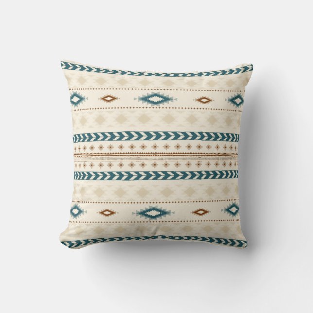 Coussin Le neutre tribal aztèque d'impression brunit Teal (Recto)