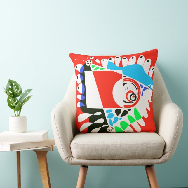 Coussin Le nid d’oiseaux - Rouge blanc écarlate (Chaise)
