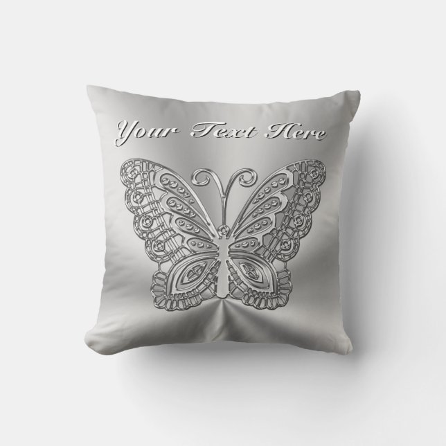Coussin Le papillon personnalisé par argent repose votre (Recto)