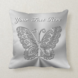Coussin Le papillon personnalisé par argent repose votre