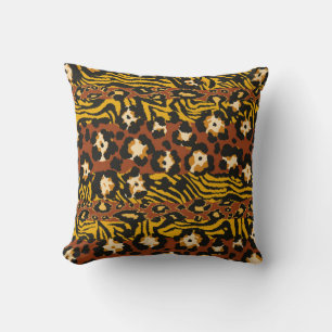 Coussin Le patchwork de léopard et de peaux de tigres sau