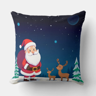 Coussin Le Père Noël dans une scène hivernale magique