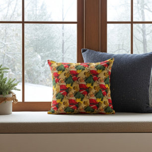 Coussin Le Père Noël sur l'arbre de Noël avec cloches et v