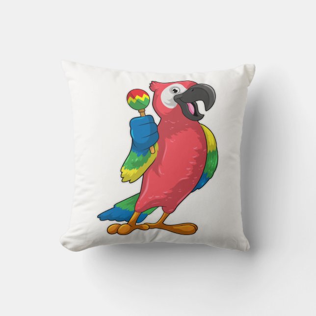 Coussin Le perroquet à la musique avec Maracas (Recto)