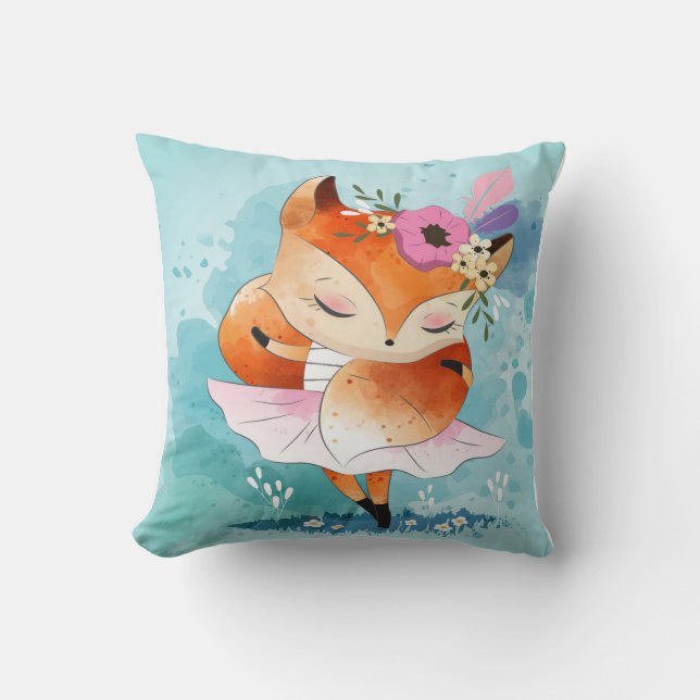 Coussin Le Petit Renard| Joli cadeau Floral Fox (Recto)