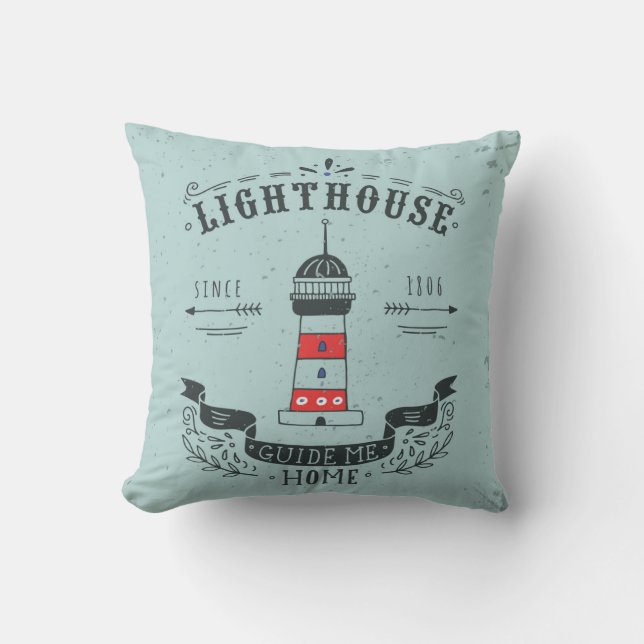 Coussin Le phare me guident l'affiche à la maison (Recto)