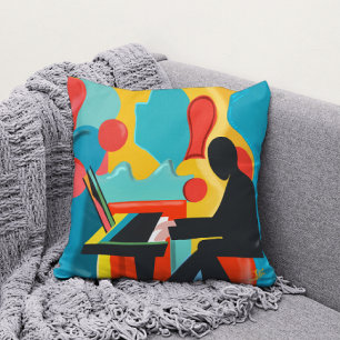 Coussin Le Pianiste - Peinture à l'huile originale