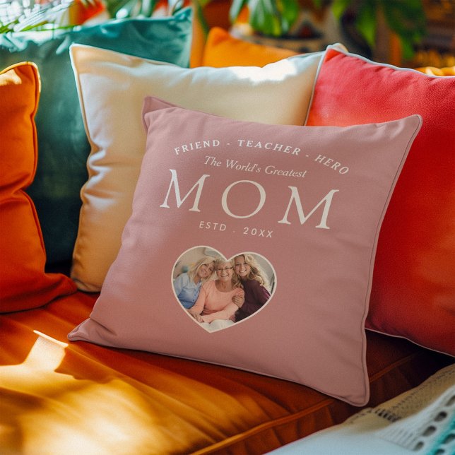 Coussin Le plus grand héros enseignant de maman ami du mon (Créateur téléchargé)