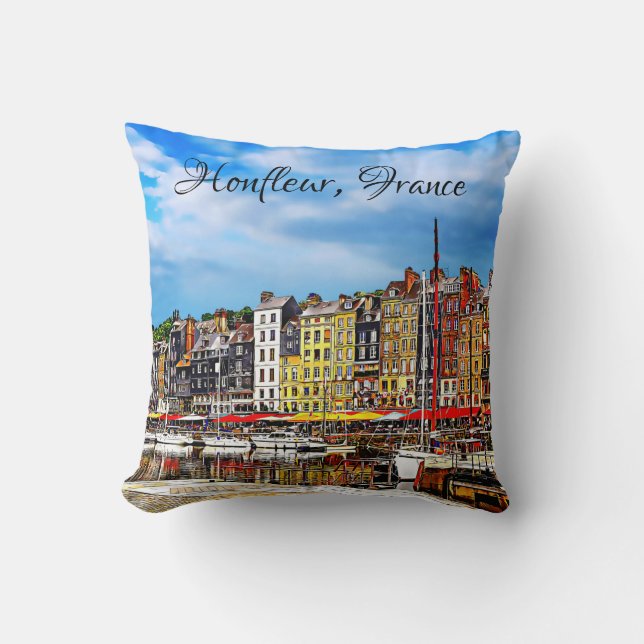 Coussin Le port de Honfleur en Normandie. (Recto)