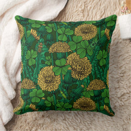 Coussin Le pré en vert et jaune
