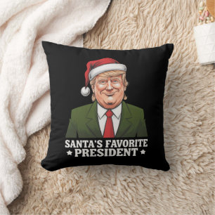Coussin Le président préféré du Père Noël drôle Trump Noël