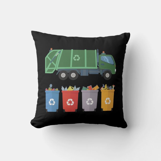 Coussin Le recyclage des ordures chez les enfants du camio (Recto)