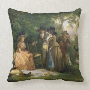Coussin Le repas du pêcheur à  la ligne (huile sur la