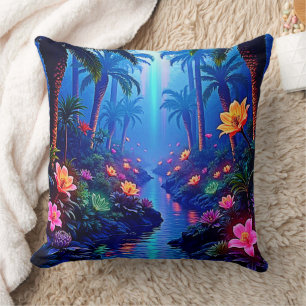 Coussin Le rêve enchanté de la forêt de la rivière Vibrant