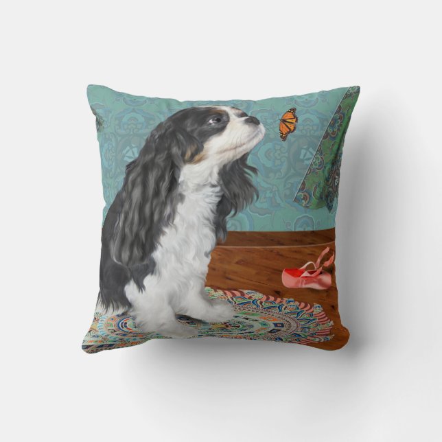 Coussin Le Roi Charles Cavalier Spaniel, Jetez Des Oreille (Verso)
