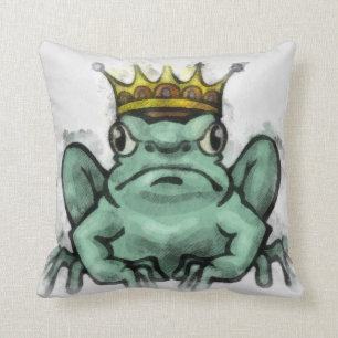 Coussin Le Roi espiègle Illustration Pillow de grenouille