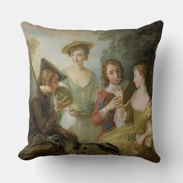 Coussin Le sens de l'odorat, c.1744-47 (huile sur la (Recto)