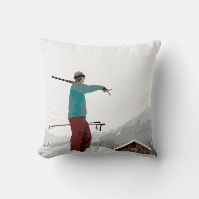 Coussin Le ski dans le ski logent (Recto)