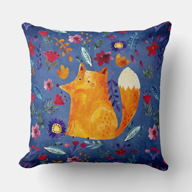 Coussin Le Smart Fox dans le jardin des fleurs (Recto)