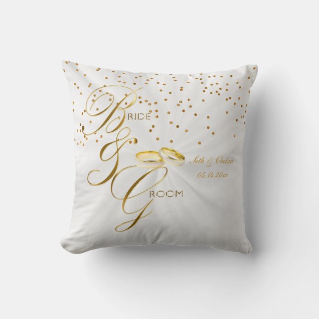 Coussin Le souvenir élégant | de jeune mariée et de marié (Recto)