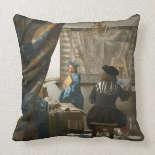 Coussin Le studio de l'artiste, c.1665-66 (huile sur la