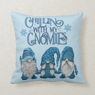 Coussin Le Trio d'hiver bleu Noël avec mes nanas