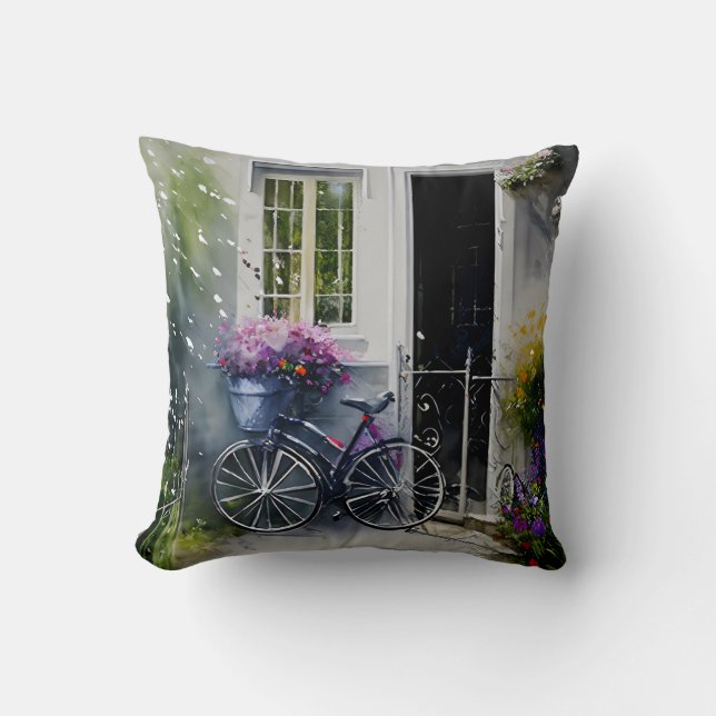 Coussin Le Vélo du jardin (Recto)