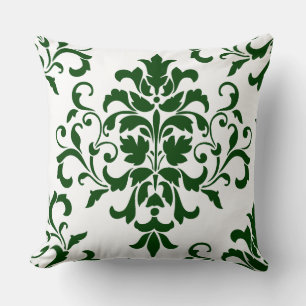 Coussin Le vert est à la mode. Damassé floral vert élégant