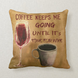 Coussin Le vin et le café me gardent carreau allant