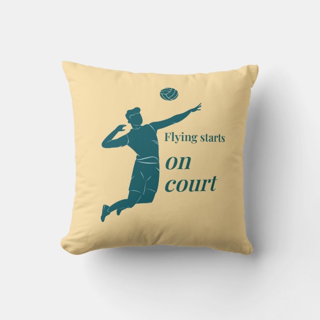 Coussin Le vol commence sur le terrain, Volley-ball (Recto)