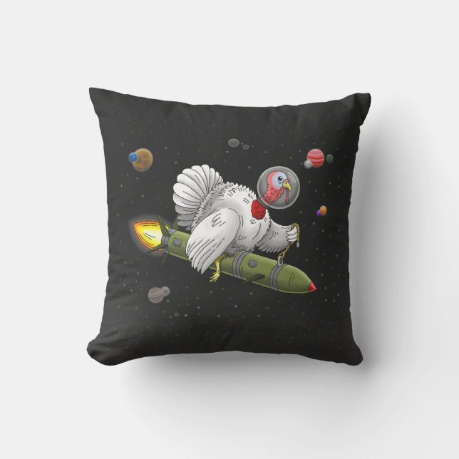 Coussin Le voyage de Dinde Fusée à travers l'espace (Recto)