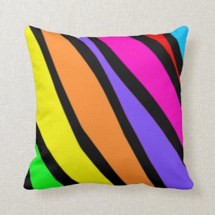 Coussin Le zèbre génial d'arc-en-ciel barre le carreau d