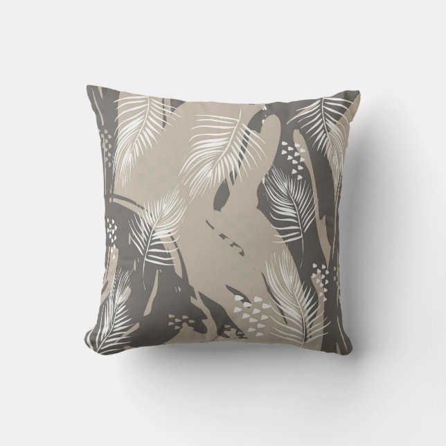 Coussin Leaves and gray pattern (Recto)
