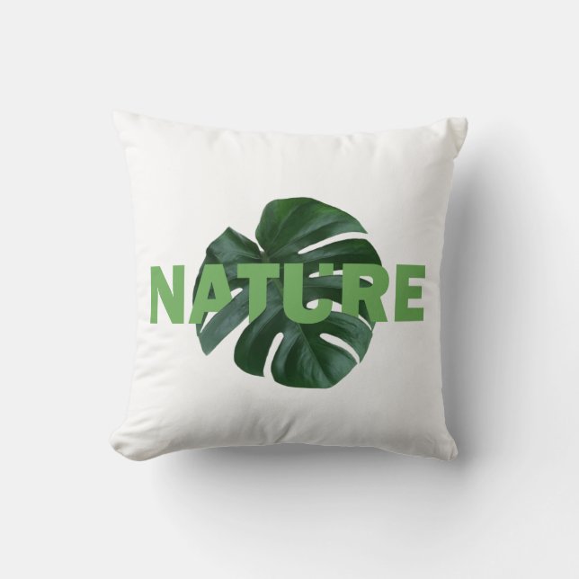 Coussin leaves monstera on white  throw pillow (Recto)
