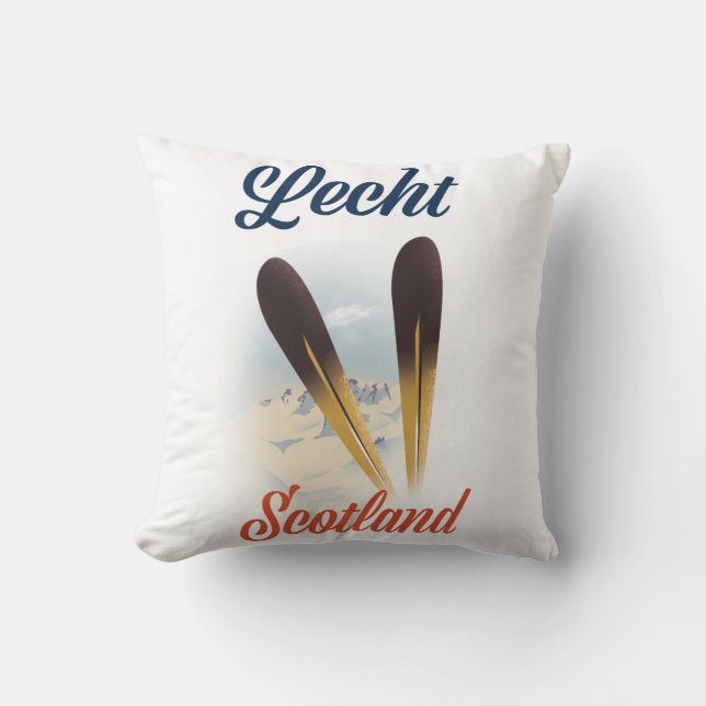Coussin Lecht Scotland Ski poster voyage art (Recto)