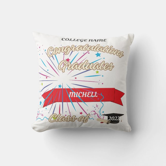 Coussin Leçons de l'oreiller collège, nom complet (Recto)