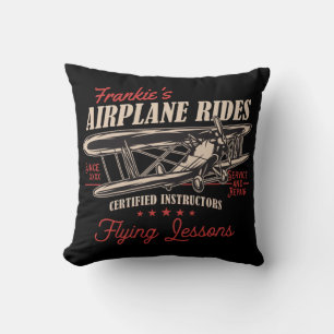 Coussin Leçons de vol rétros d'avion personnalisées