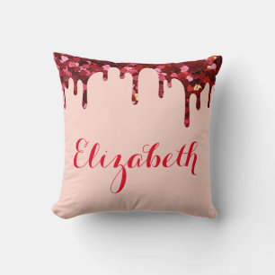 Coussin Lecteurs de coeur de Parties scintillant rouge ave