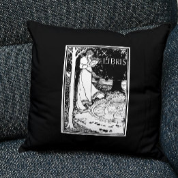 Coussin Lecture Art Nouveau Ex Libris