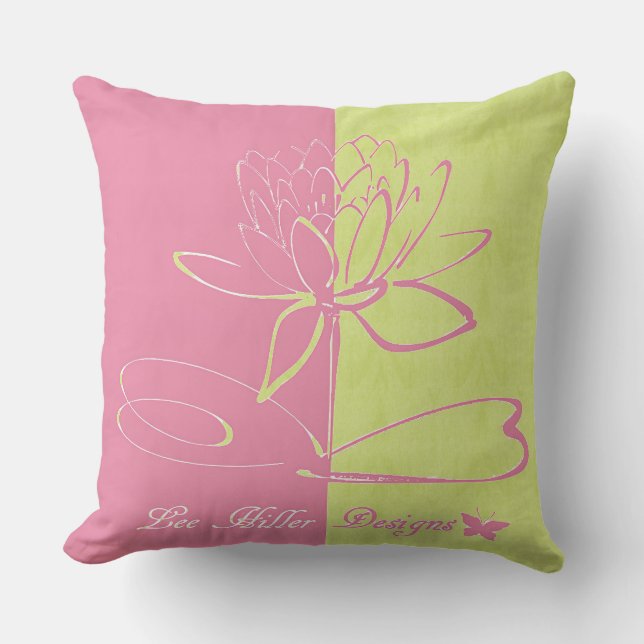 Coussin Lee Hiller Designs Logo Accents Pink Green  (Recto)