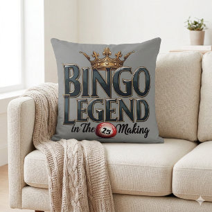 Coussin Légende du Bingo couronnée en or Typographie Rétro